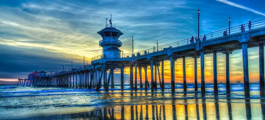Huntington Beach pier at sunset